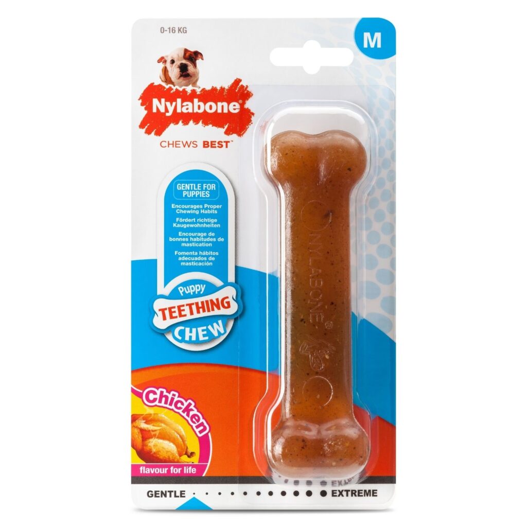 Nylabone Chicken Puppy Bone Safe Teething Toy for Puppies in pack