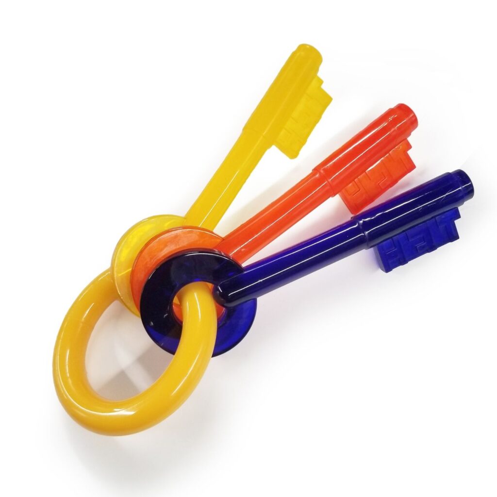 Satisfying Natural Urge to Chew Puppy Teething Keys out of packaging
