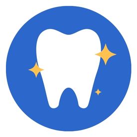 A graphic showing a sparkling white tooth