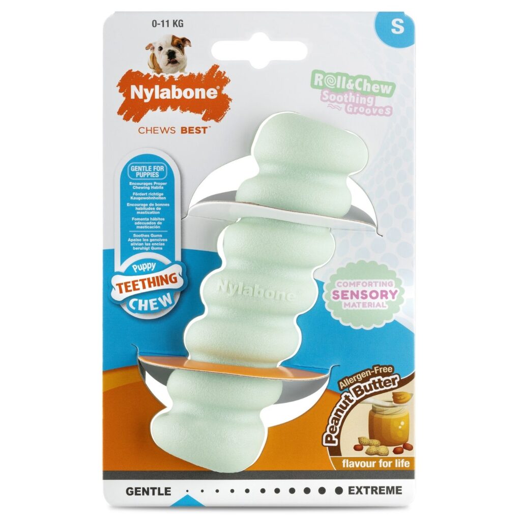 Nylabone Puppy Tactile Stick Soothing Sensory Puppy Chew Toy in packaging